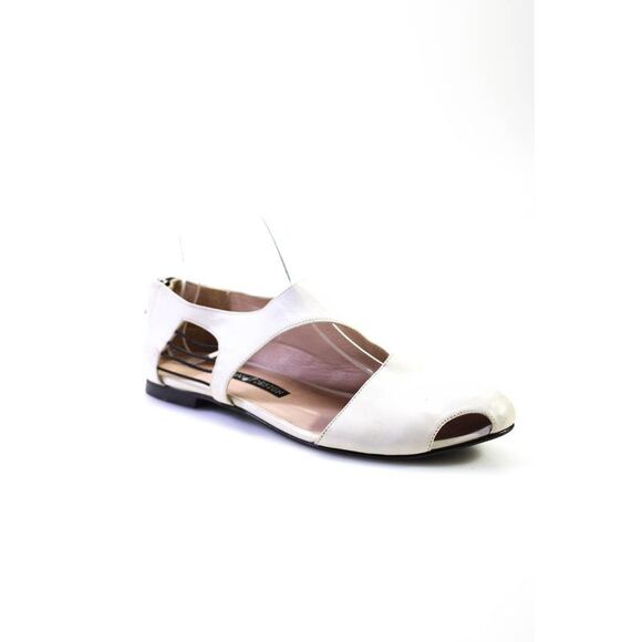 Keyman Design Women's Round Toe Cut-Out Zip Slip-On Flat Shoe White Size 8 - Picture 1 of 5